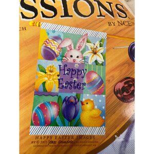 Impressions Happy Easter Decorative 28" X 40" Flag Hand-Painted NCE Bunny Eggs